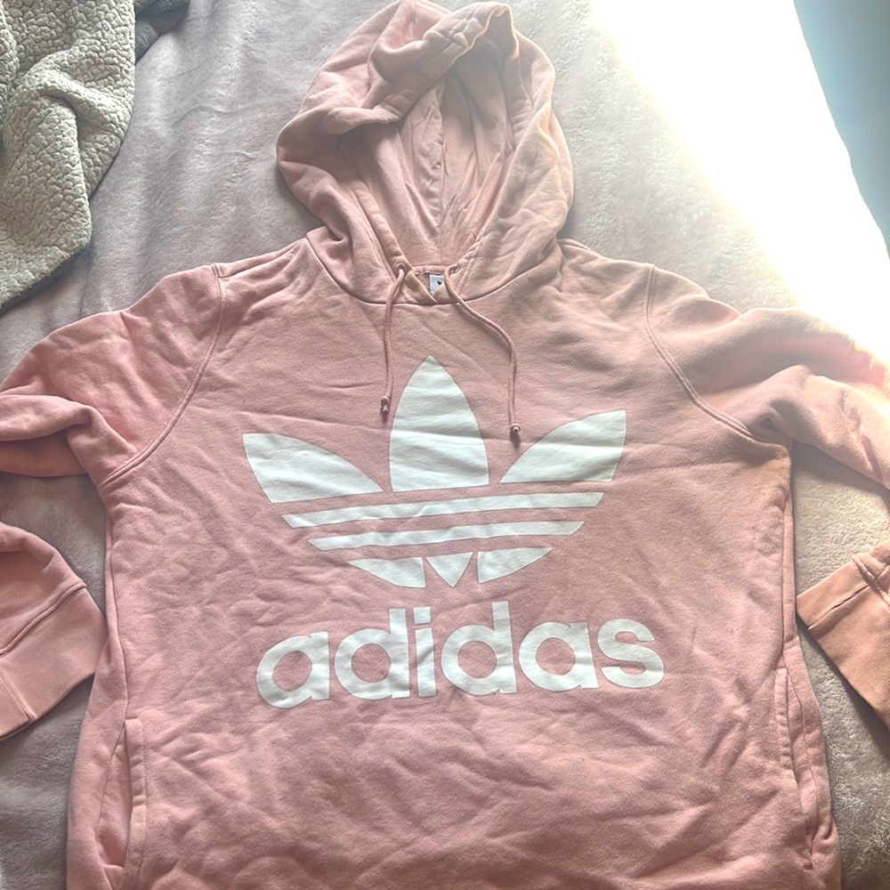 Adidas - Womens L light pink pullover hoodie